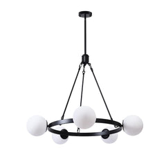 Milk Glass Globes Black Bubble Chandelier