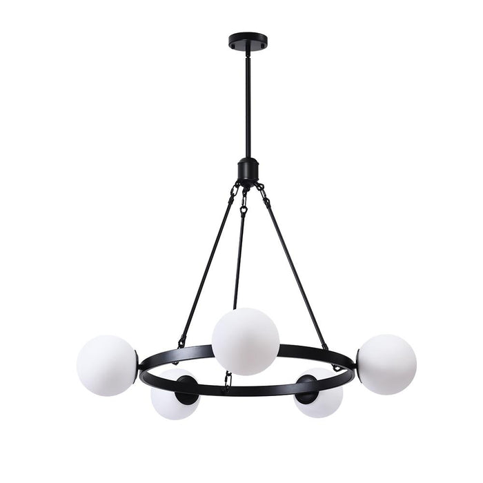 Milk Glass Globes Black Bubble Chandelier
