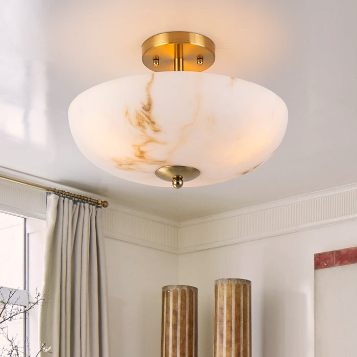 Alabaster Effect Bowl Shade Semi Flush Mount