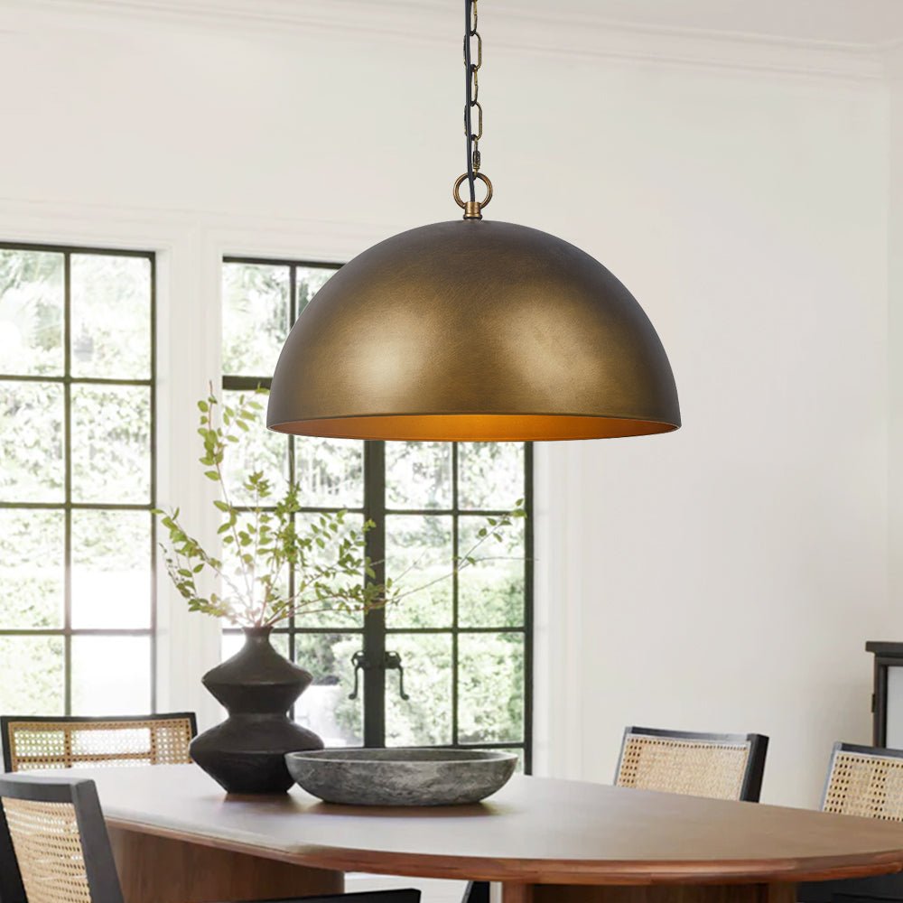 Antique Brass/Brown Dome Pendant Lighting
