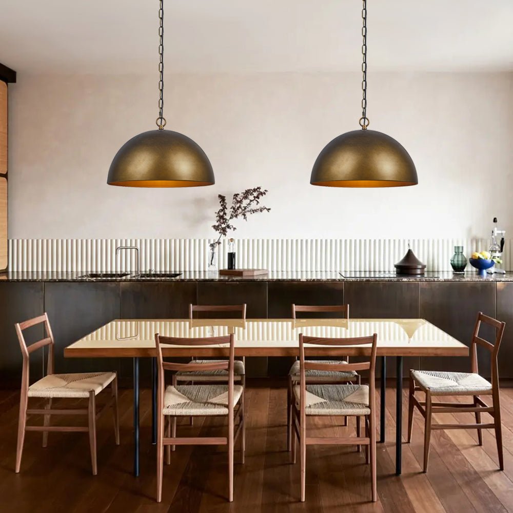 Antique Brass/Brown Dome Pendant Lighting