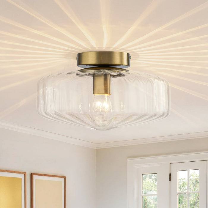 Clear Glass Round Semi Flush Mount