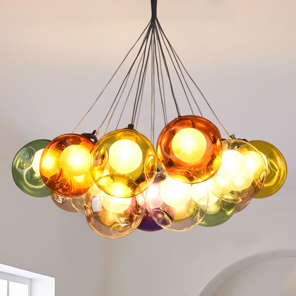Cluster Glass Ball Pendant Lights with Multi-Color Globes