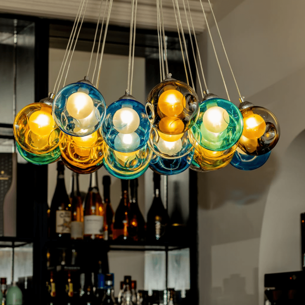 Cluster Glass Ball Pendant Lights with Multi-Color Globes