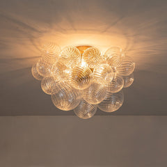 Cluster Glass Bubble Semi Flush Chandelier Light Fitting