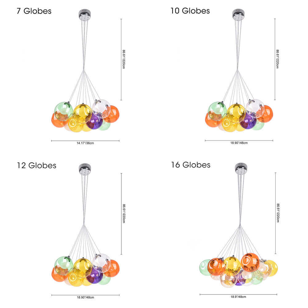 Cluster Glass Ball Pendant Lights with Multi-Color Globes
