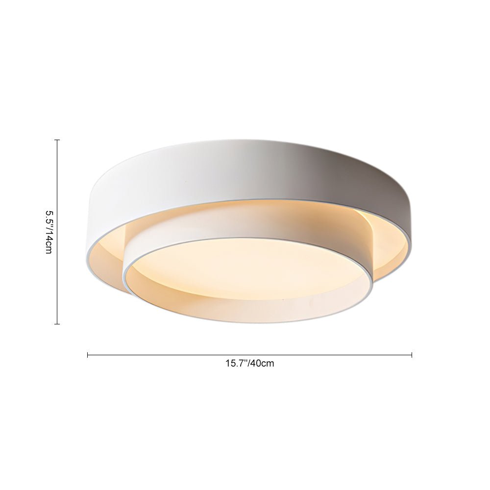 Concentric Ring Flush Ceiling Light, Black Metal Frame with Opal Diffuser, Integrated LED, Low Ceiling & Bedroom