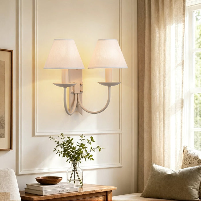 Cottage Fabric Cone Shade Wall Sconce