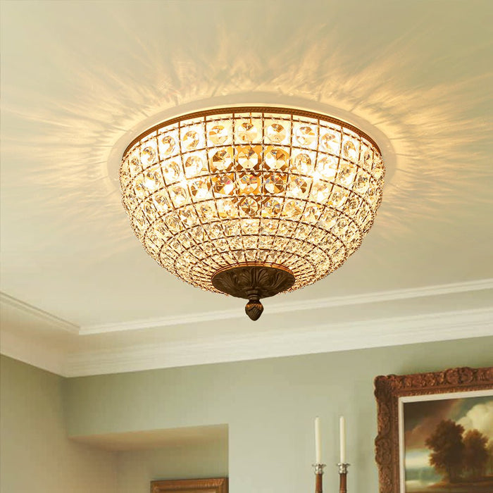 Crystal Beads Bowl Flush Mount