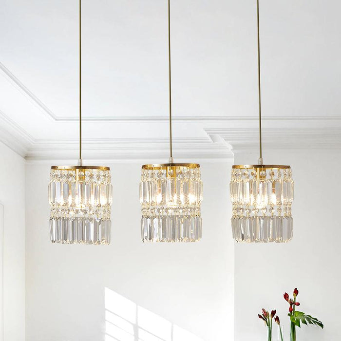 Crystal Cylinder Shade 3-Light Pendant Light