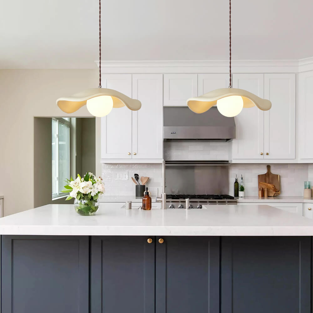 Curved Hat-Shade Ceramic Pendant Light