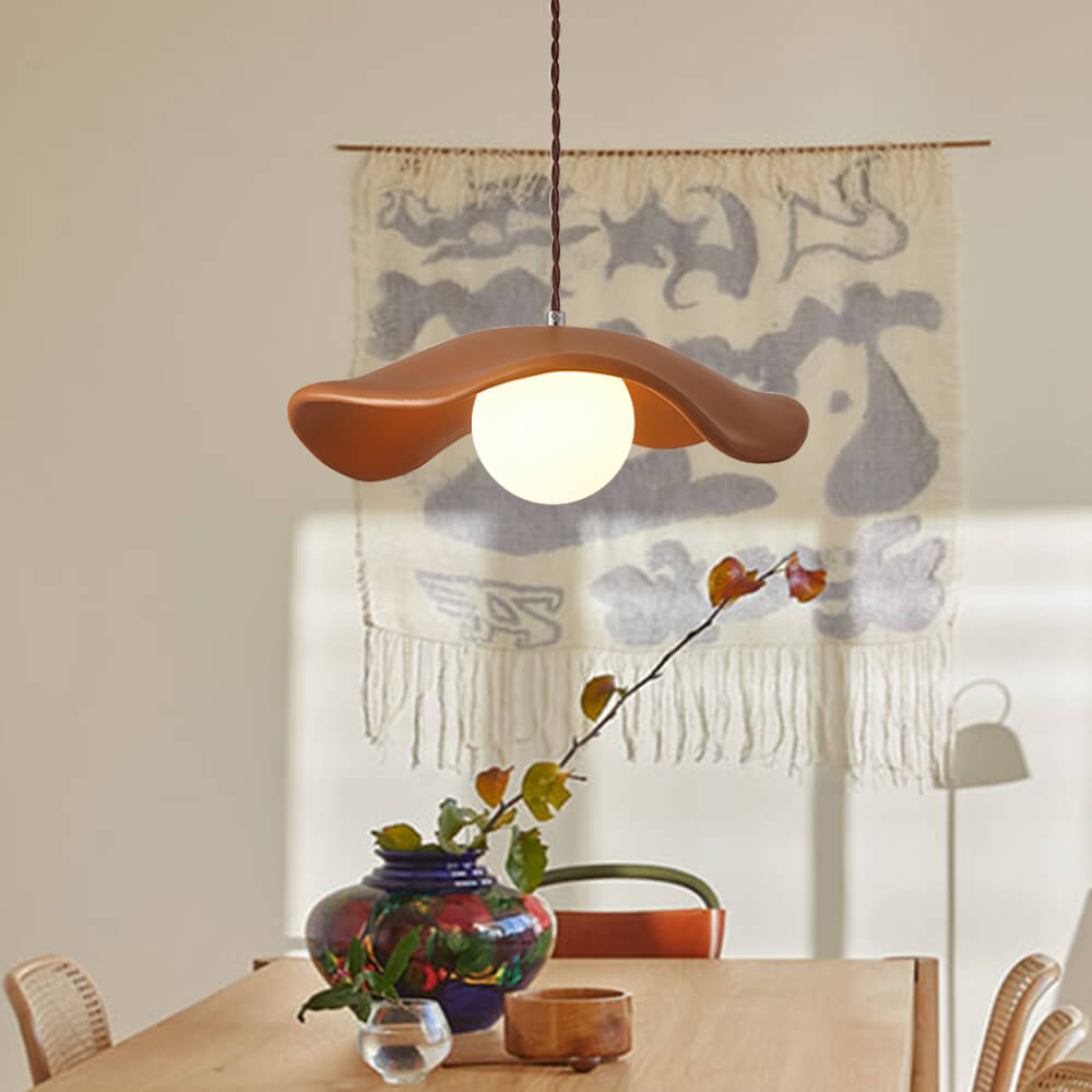 Curved Hat-Shade Ceramic Pendant Light