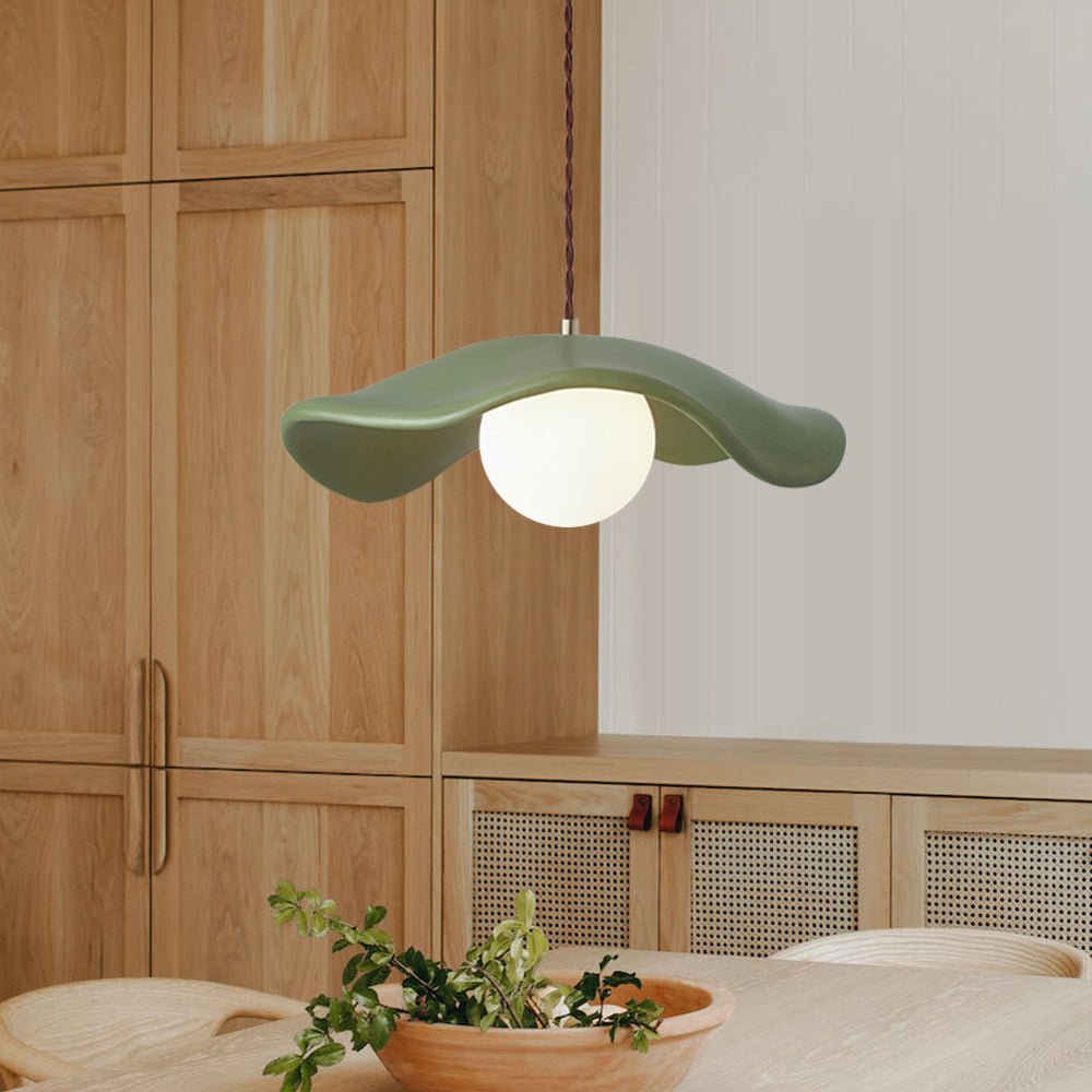 Curved Hat-Shade Ceramic Pendant Light
