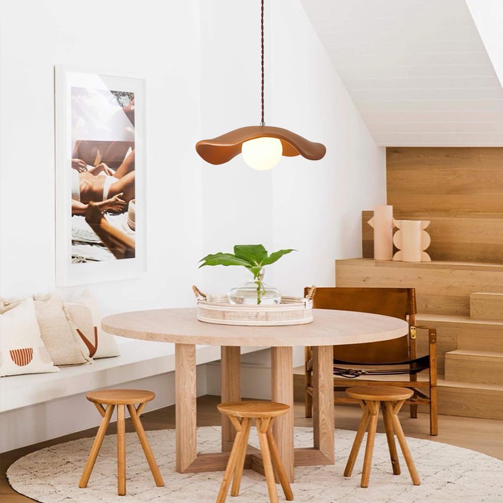 Curved Hat-Shade Ceramic Pendant Light