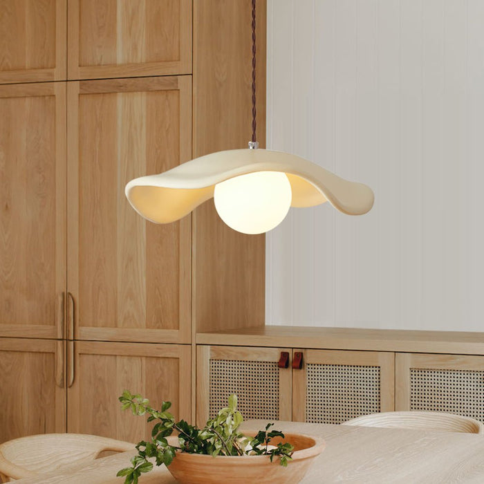 Curved Hat-Shade Ceramic Pendant Light