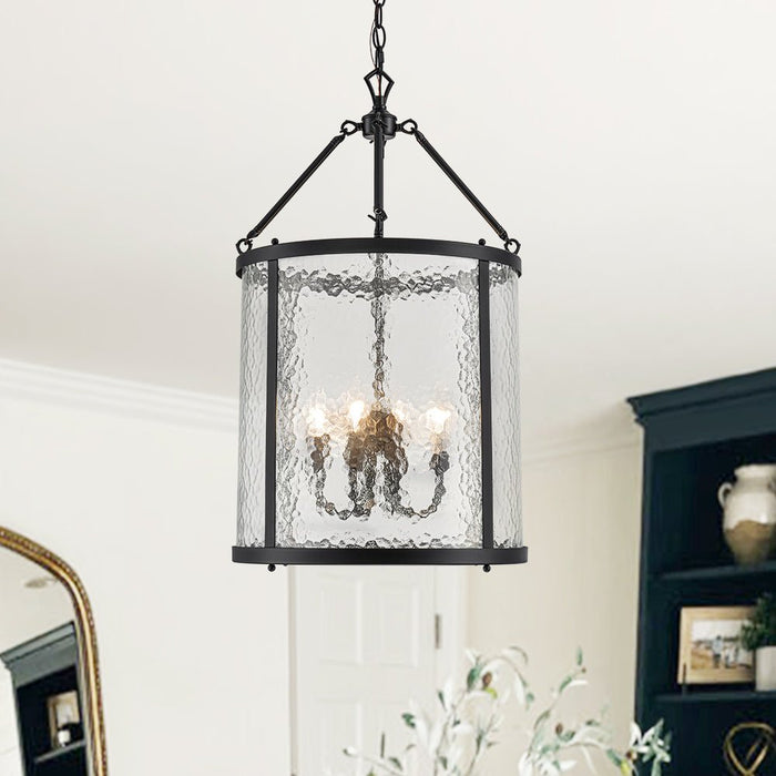 Cylinder Lantern Ice Glass Chandelier Pendant Light