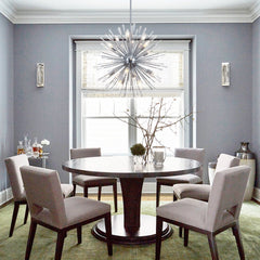 Crystal Starburst Chandelier, Brass Finish, 16 Light Radiating Arms, Faceted Crystal Detail, Dining Room & Living Room