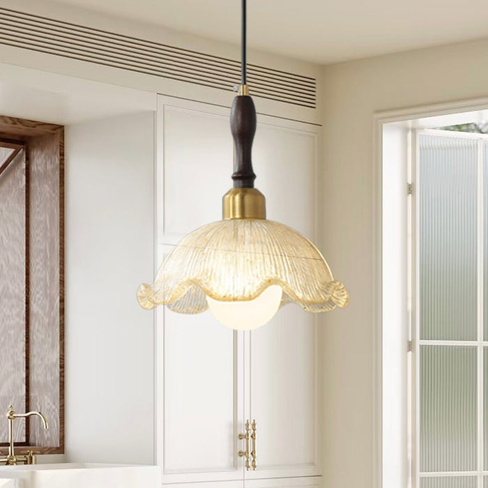 Danish Flower Brass Black Pendant Light