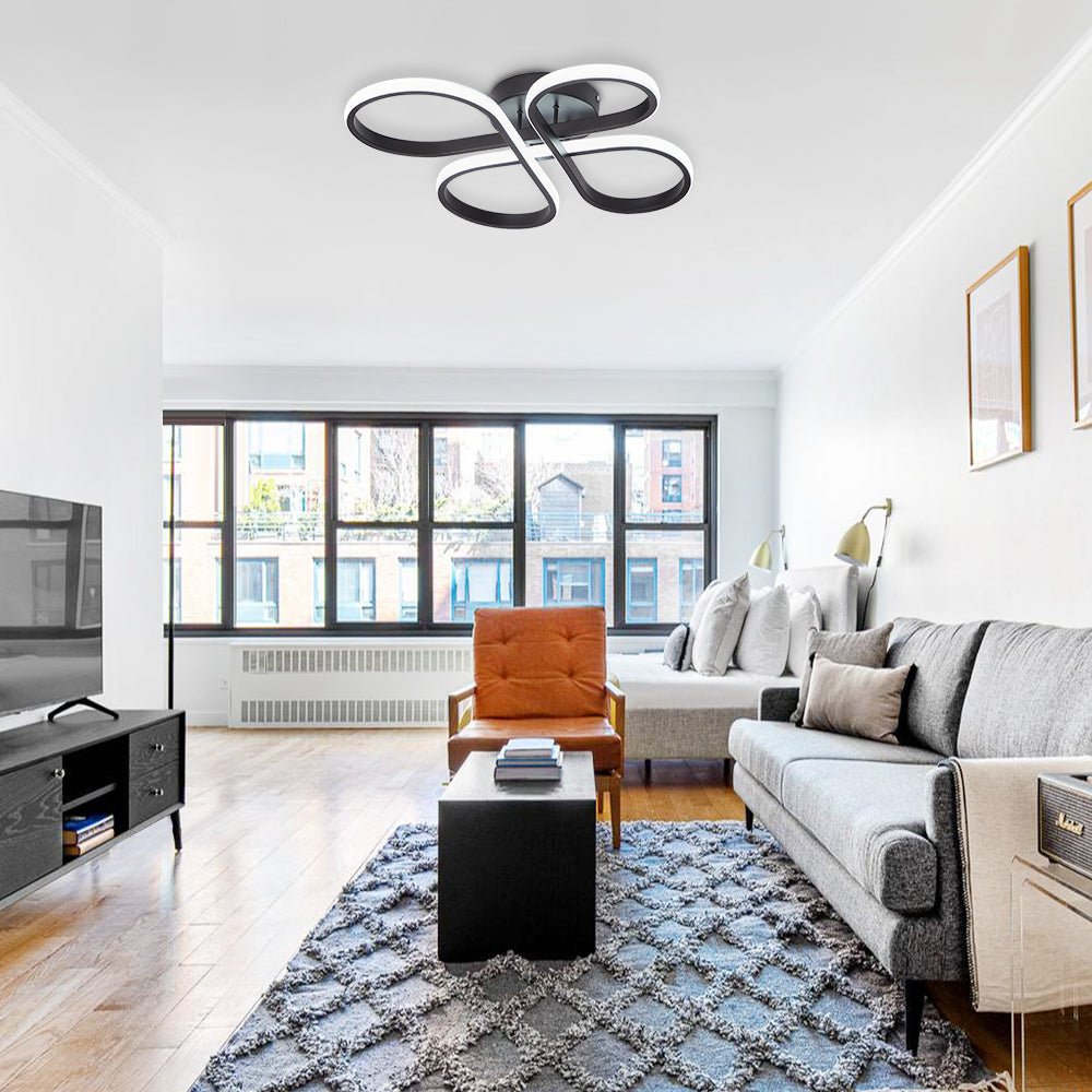 Dimmable Butterfly Swirl LED Semi Flush Mount in Black/ White