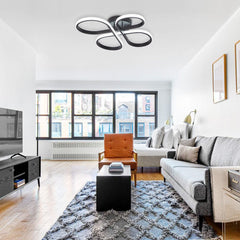 Dimmable Butterfly Swirl LED Semi Flush Mount in Black/ White