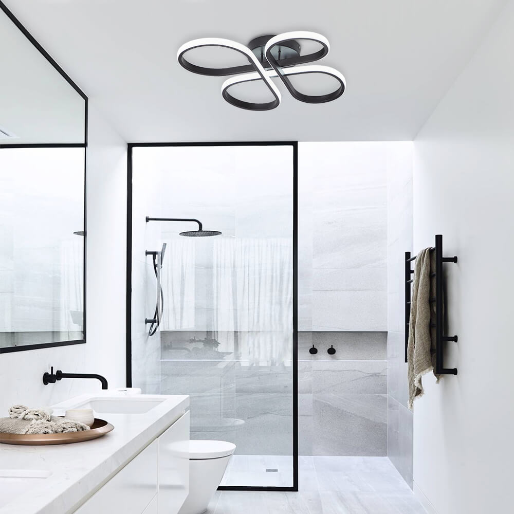 Dimmable Butterfly Swirl LED Semi Flush Mount in Black/ White