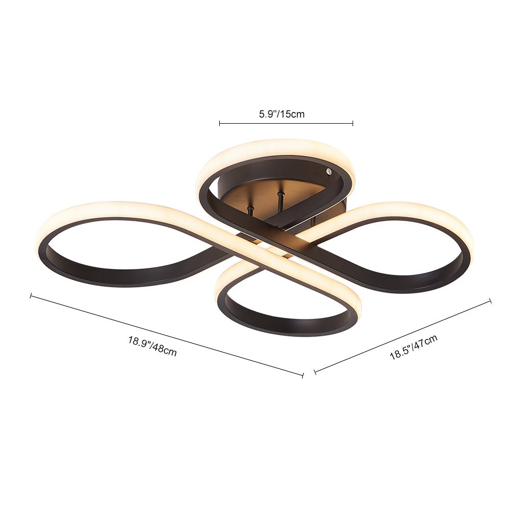 Dimmable Butterfly Swirl LED Semi Flush Mount in Black/ White