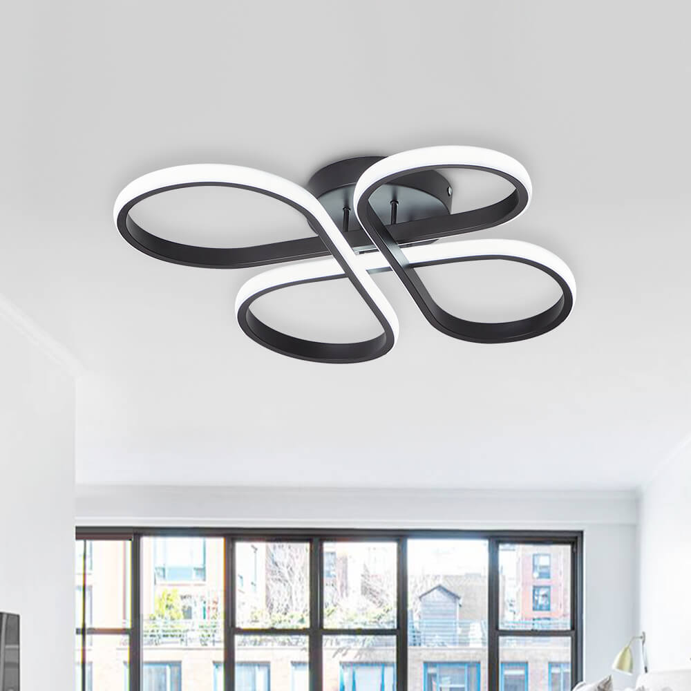 Dimmable Butterfly Swirl LED Semi Flush Mount in Black/ White