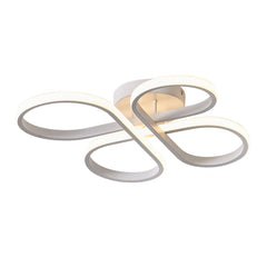 White Ring Swirl LED Semi Flush Ceiling Light, Gold Trim, Integrated LED, Set of 2, Dining Room & Living Room