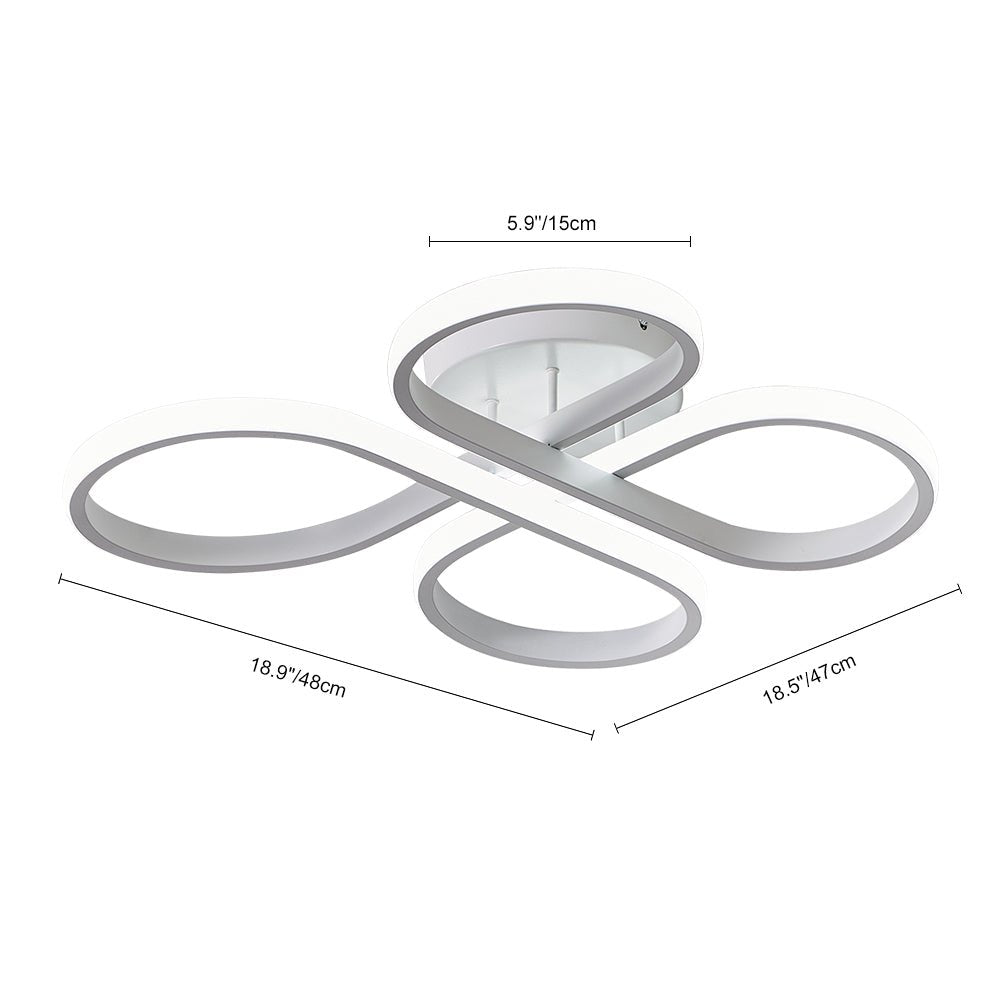 Dimmable Butterfly Swirl LED Semi Flush Mount in Black/ White
