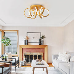 Dimmable LED Flower Design Flush Mount in Solid Gold /White