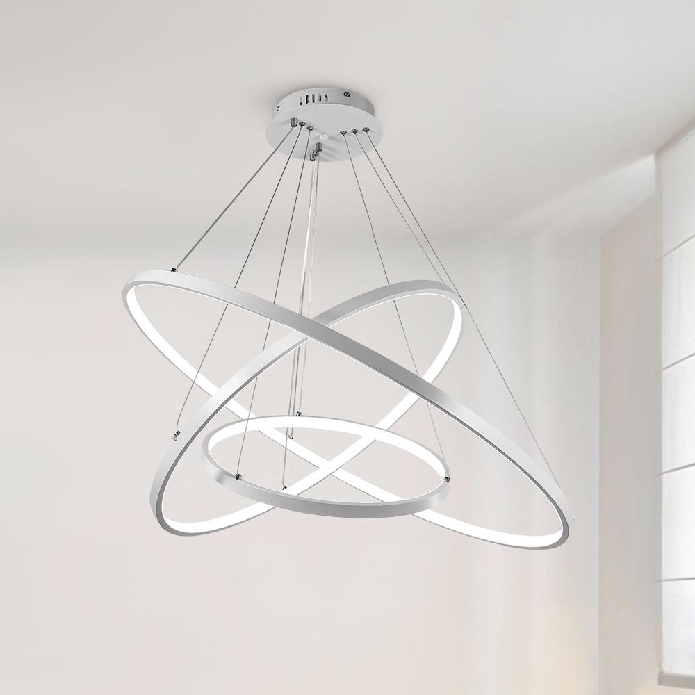 Dimmable LED Three-Ring Chandelier