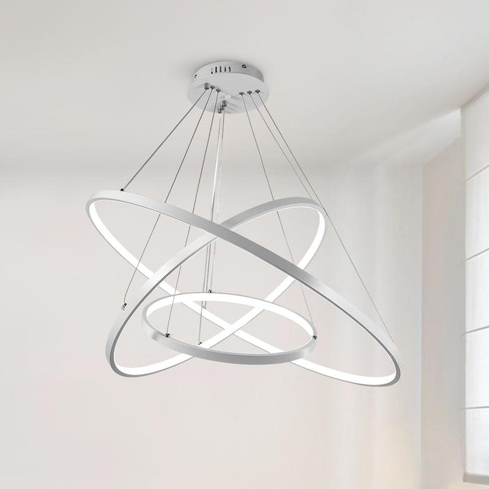 Dimmable LED Three-Ring Chandelier