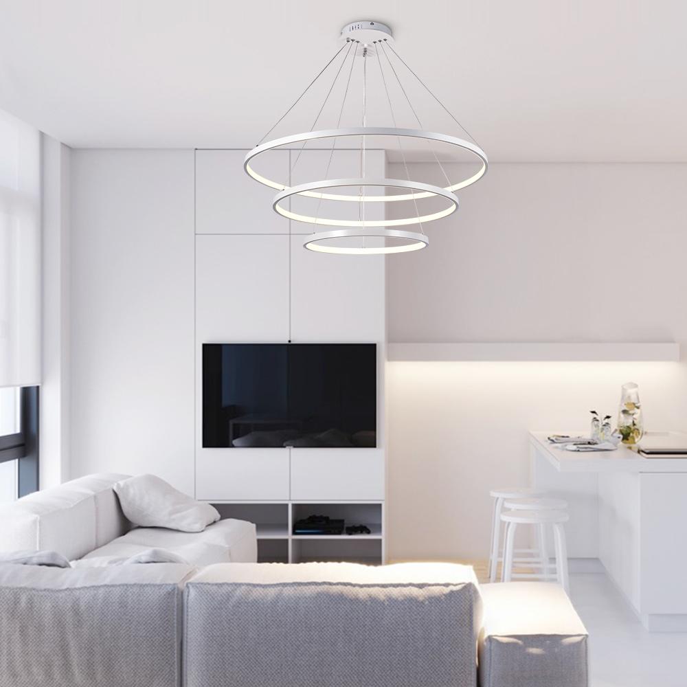 Dimmable LED Three-Ring Chandelier