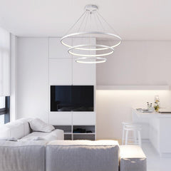 Dimmable LED Three-Ring Chandelier