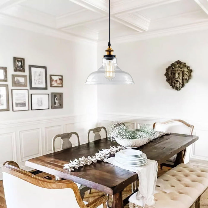 Industrial Dome Clear Glass Pendant Light
