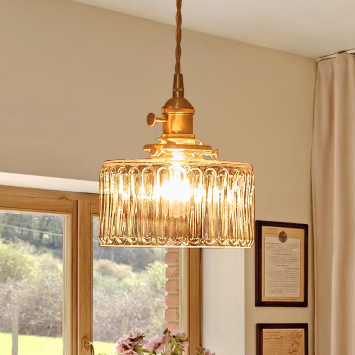 Drum Strip Glass Pendant Light