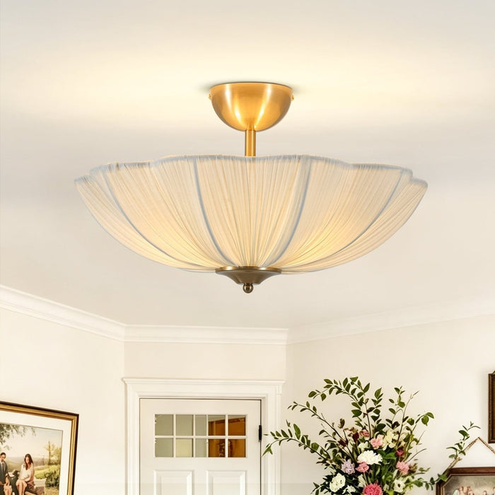 Fabric Shade Flower Semi Flush Mount