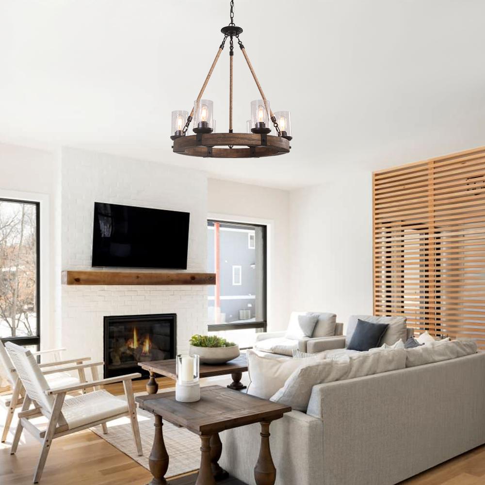 Farmhouse Wagon Wheel Chandelier