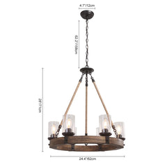 Farmhouse Wagon Wheel Chandelier