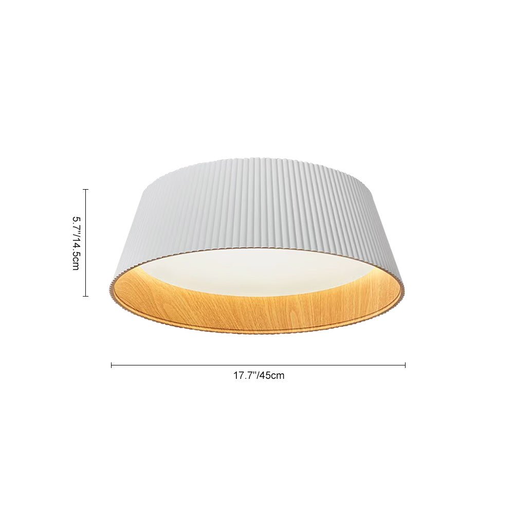 Fluted Ribbed Wood Grain LED Flush Mount Ceiling Light
