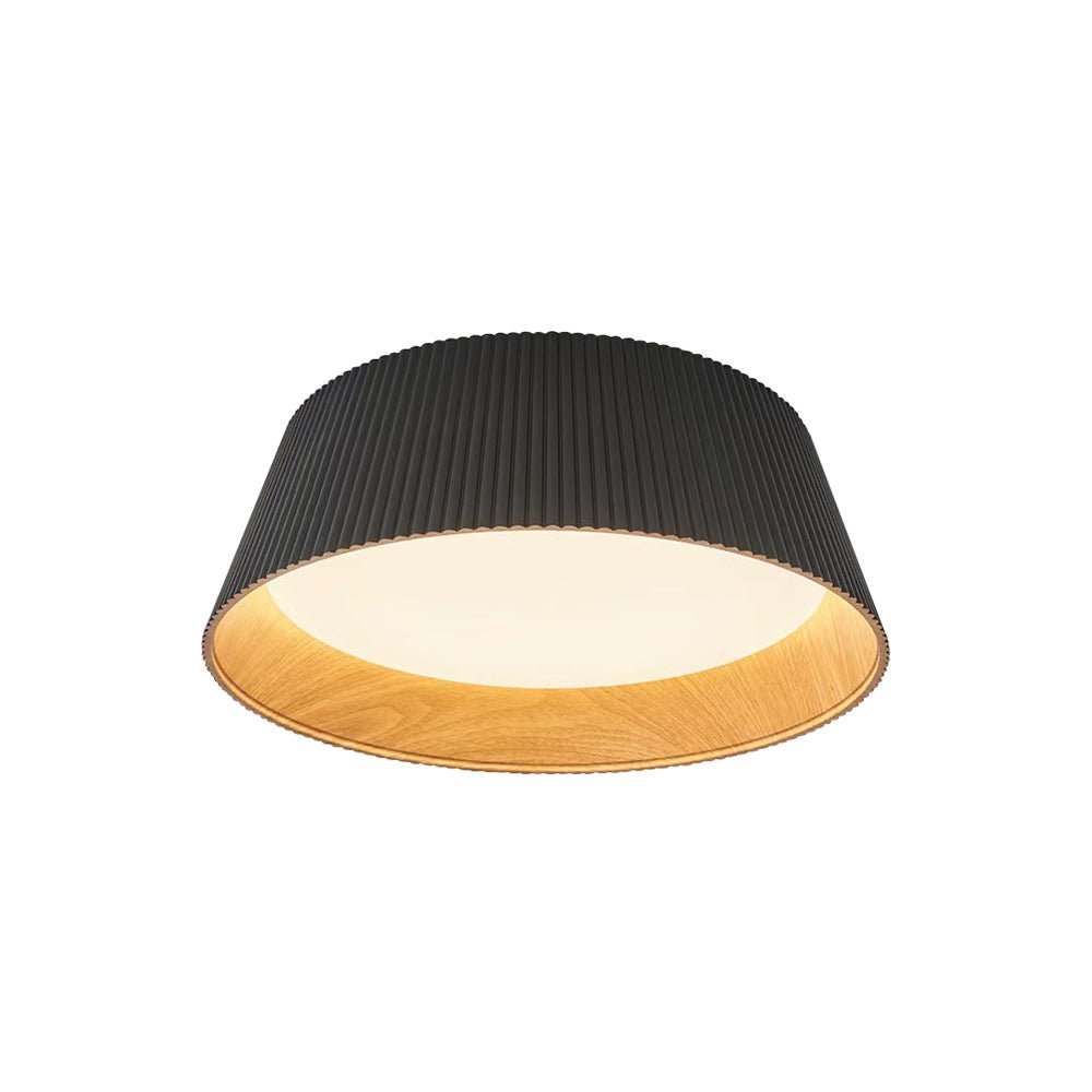 Fluted Ribbed Wood Grain LED Flush Mount Ceiling Light