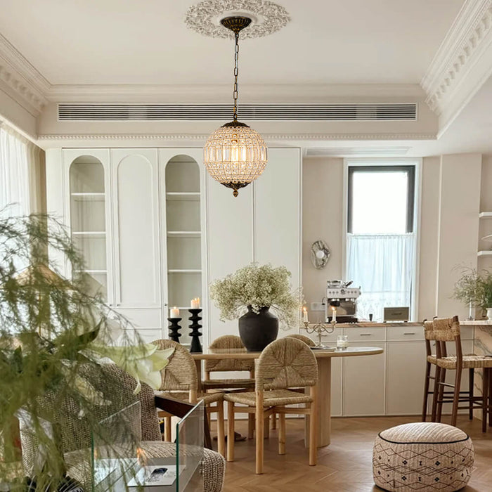 French Modern Crystal Orb Chandelier