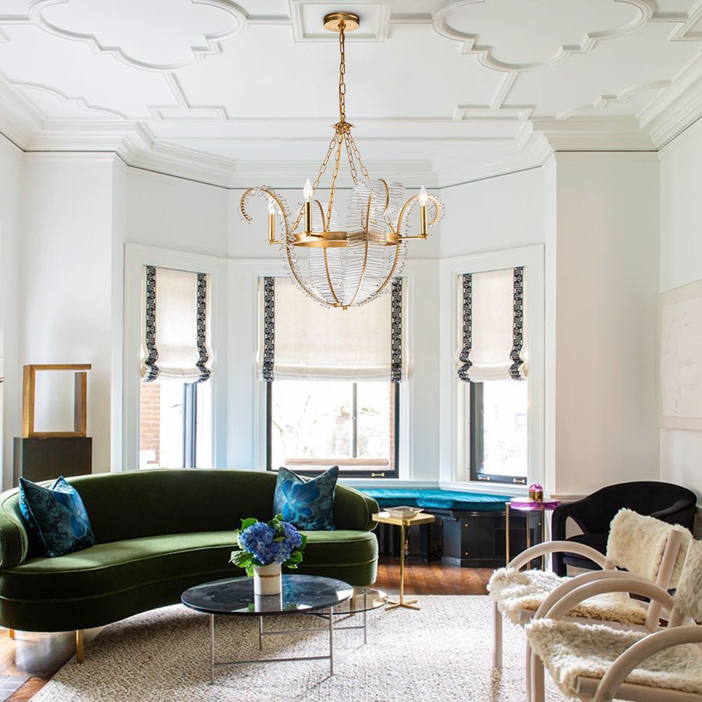 Glam Modern Crystal Leaf Chandelier