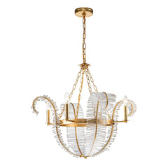 Glam Modern Crystal Leaf Chandelier