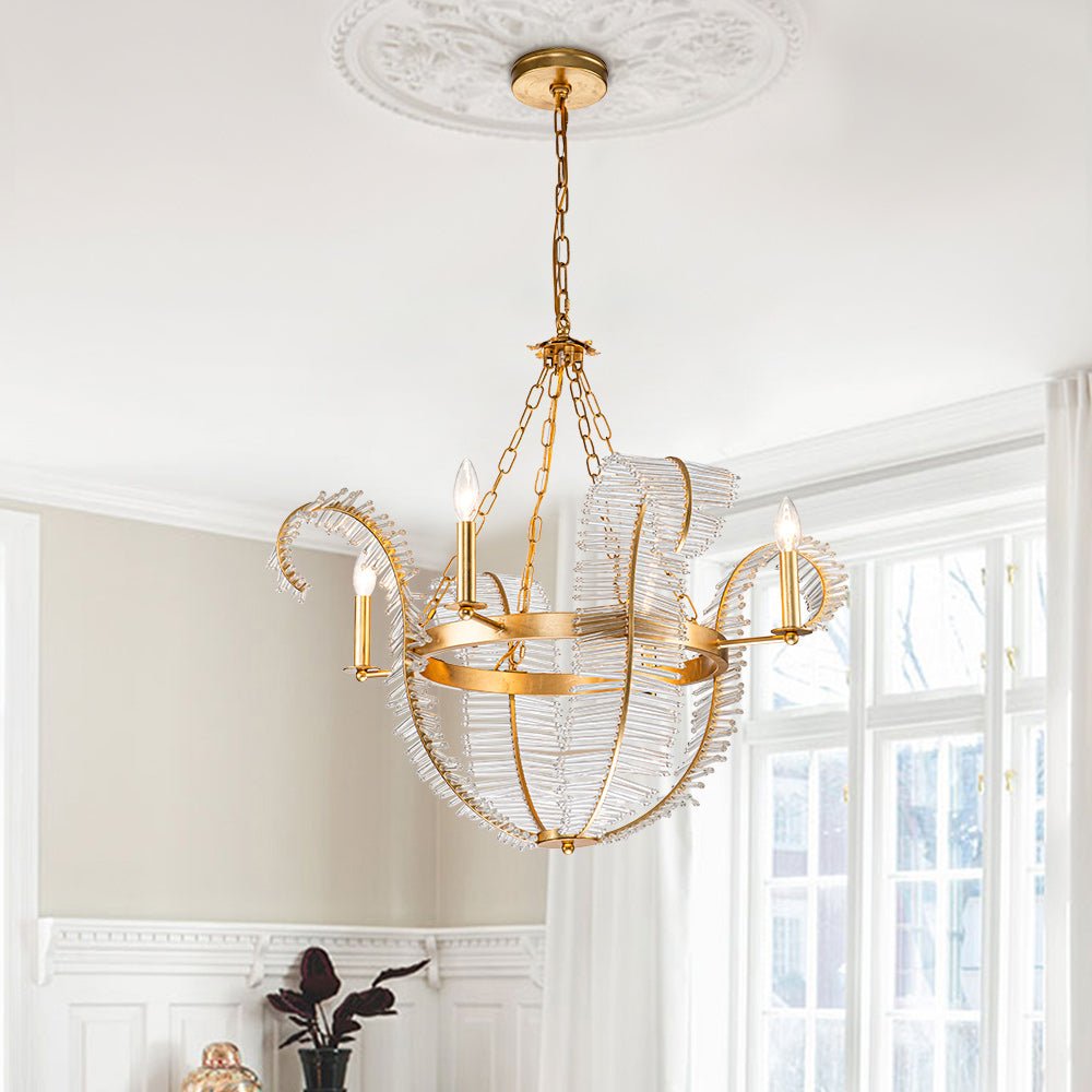 Glam Modern Crystal Leaf Chandelier