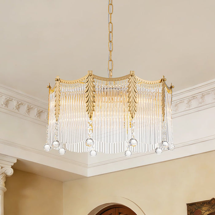 Glass Crystal Teardrop Tiered Chandelier