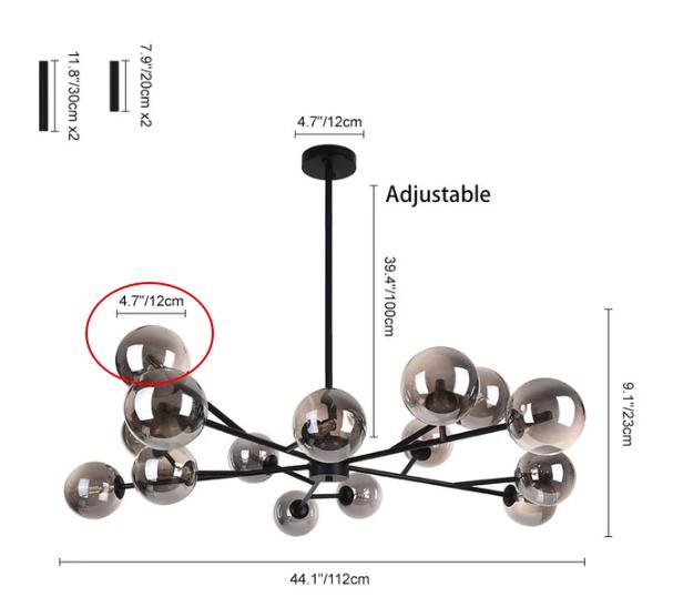 Glass Globe Replacement for 15-Light Sputnik Modern Sphere Chandelier