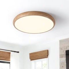 Glossy White Disc Flush Ceiling Light, Plain Finish, Matte Acrylic Diffuser Centre, Hallway, Living Room & Bedroom