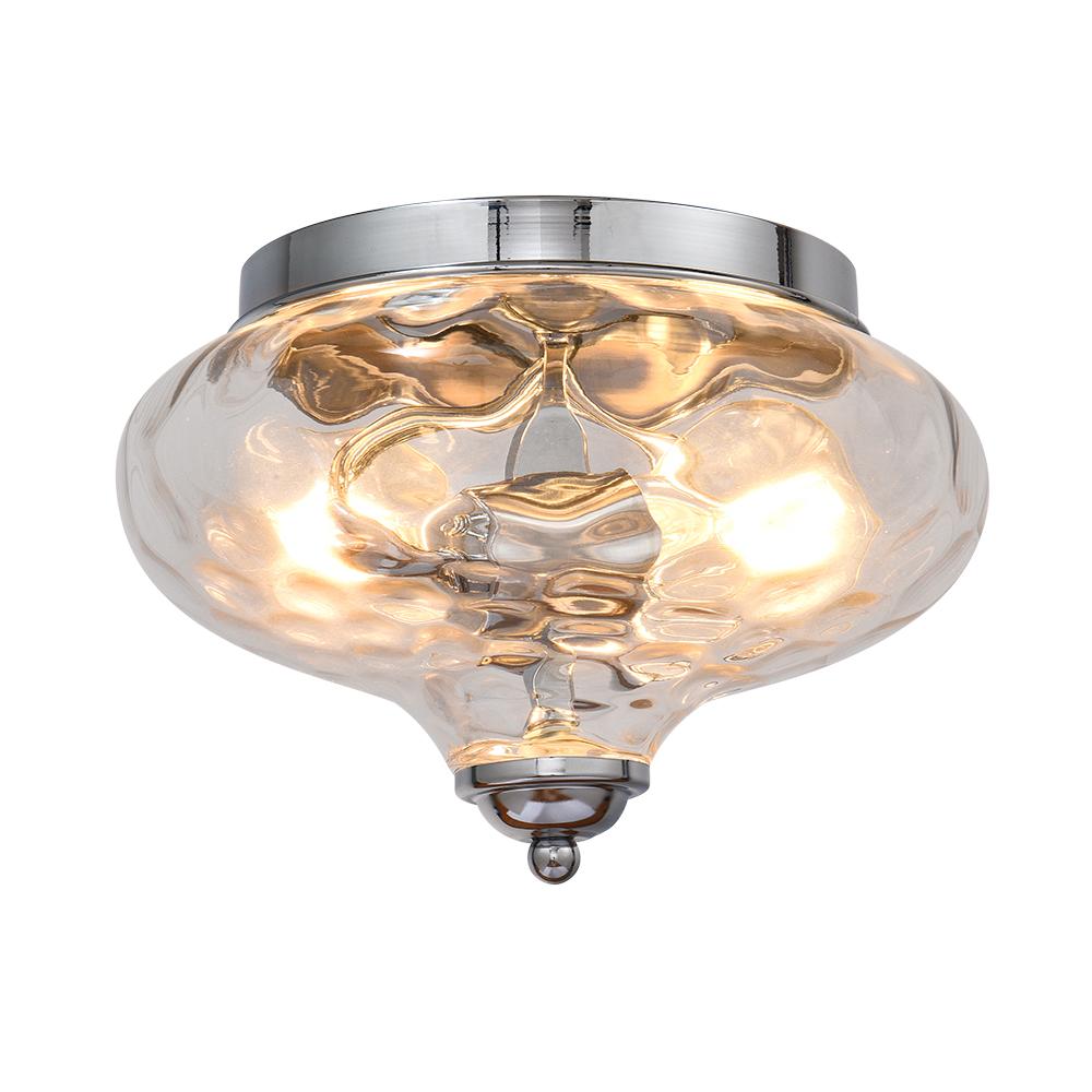 Hammered Glass Bowl Ceiling Light in Chrome