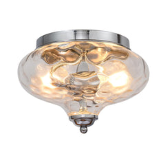 Hammered Glass Bowl Ceiling Light in Chrome